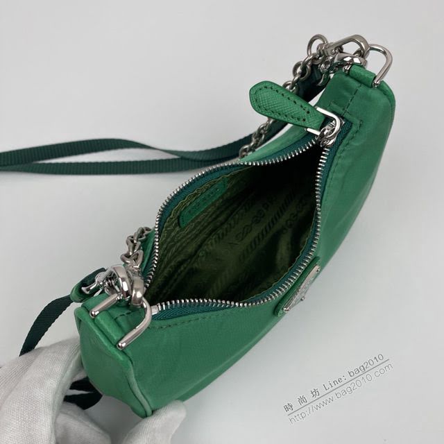 prada女包 普拉達新款mini Hobo綠色手拎包 1TT122 Prada單肩斜挎包 Prada三合一腋下包  pyd2359
